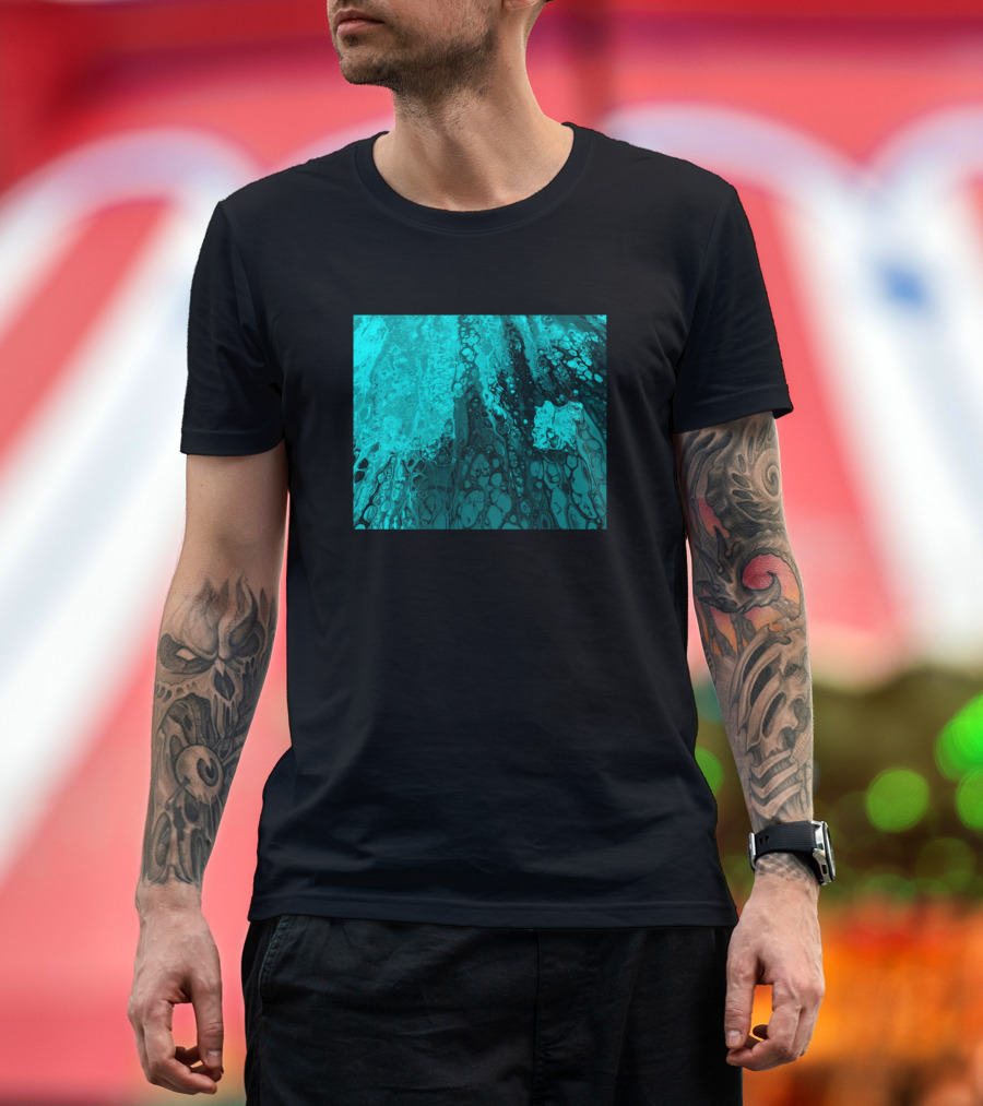 Turquoise Cold As Ice Batik Marble Style Aqua Texture T-Shirt