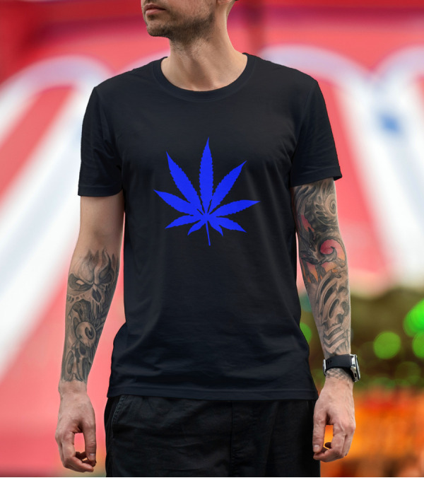Premium T-Shirt: Navy Blue Cannabis Leaf T-Shirt Navy Blue Cannabis Leaf T-Shirt