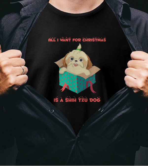 All I Want For Christmas Is A Shih Tzu Dog In Present Box T-Shirt