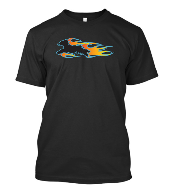 Coursing Afghan Hound Flaming Silhouette With Vibrant Flame Details T-Shirt