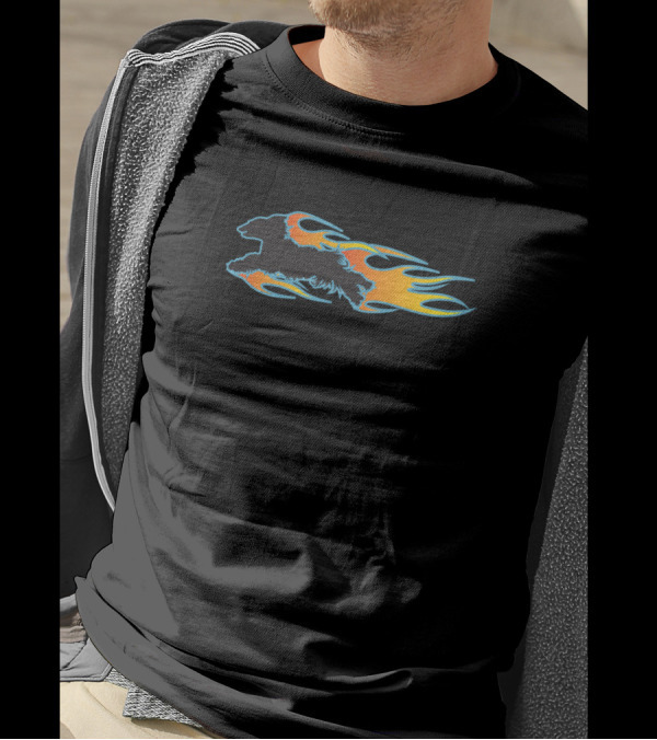 Coursing Afghan Hound Flaming Silhouette With Vibrant Flame Details T-Shirt