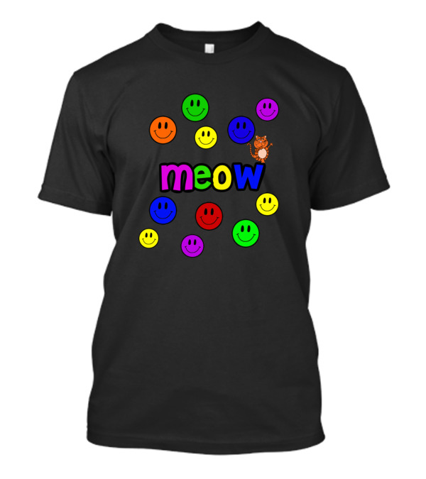 Meow Smiley Faces With Orange Tabby Cat T-Shirt