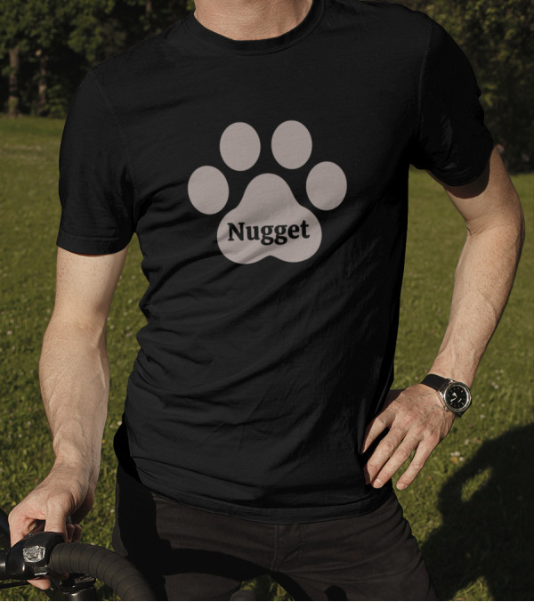 Nugget Paw Print Pet Name T-Shirt