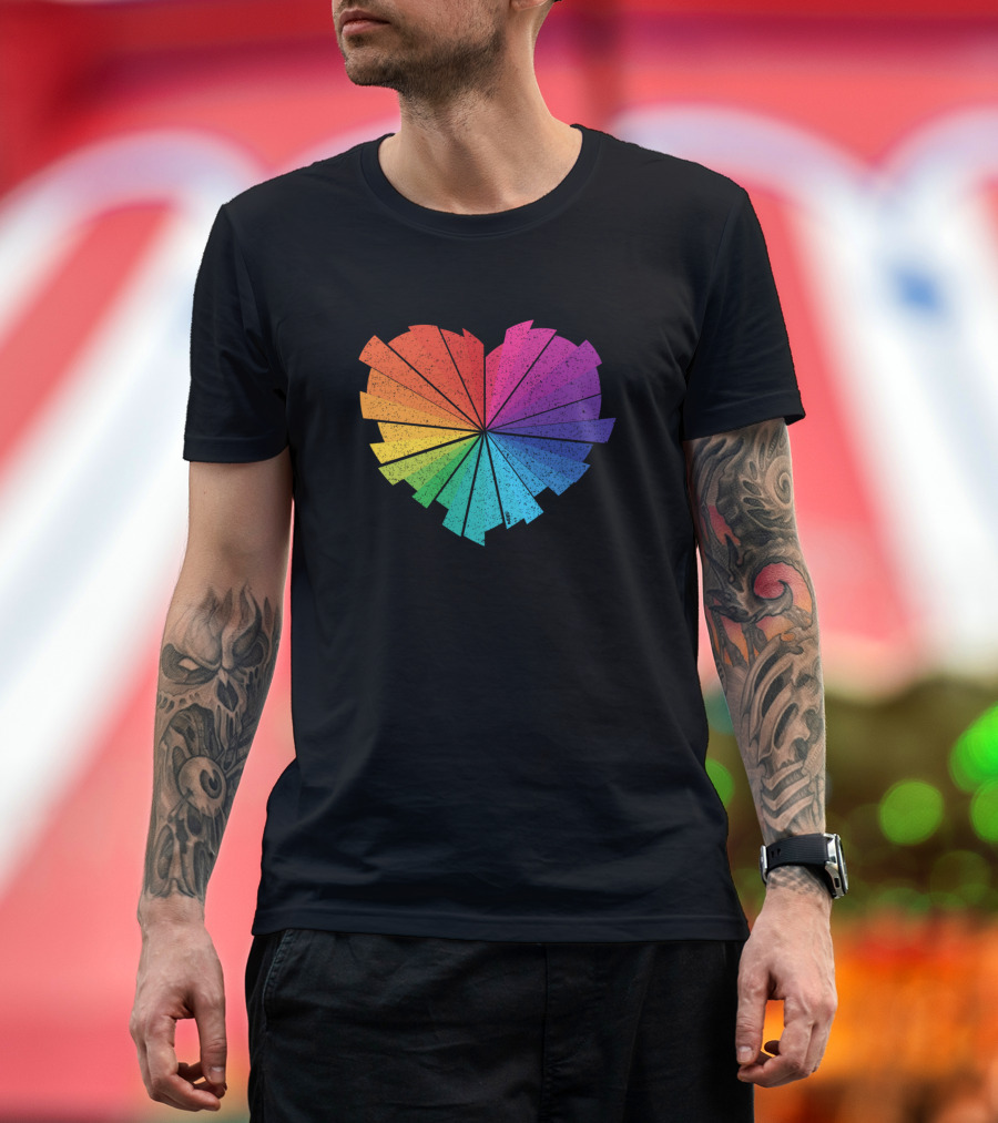 Rainbow Heart Spectrum Radiance Fanburst T-Shirt