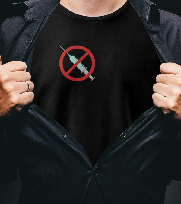 The Science Is Not Settled It's Flawed With Syringe In Prohibition Circle T-Shirt
