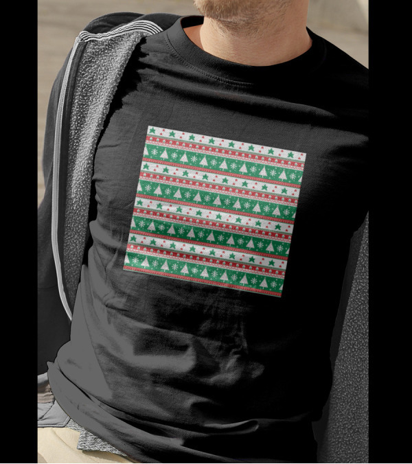 Christmas Red And Green Tree And Star T-Shirt