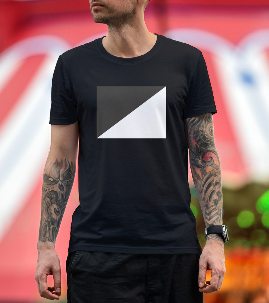 Black and White Half Diagonal Contrast Game T-Shirt