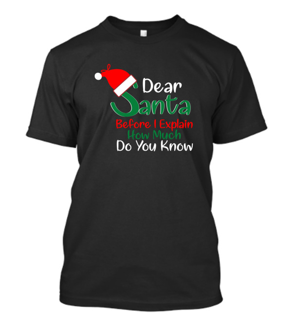 Dear Santa Before I Explain How Much Do You Know Santa Hat T-Shirt