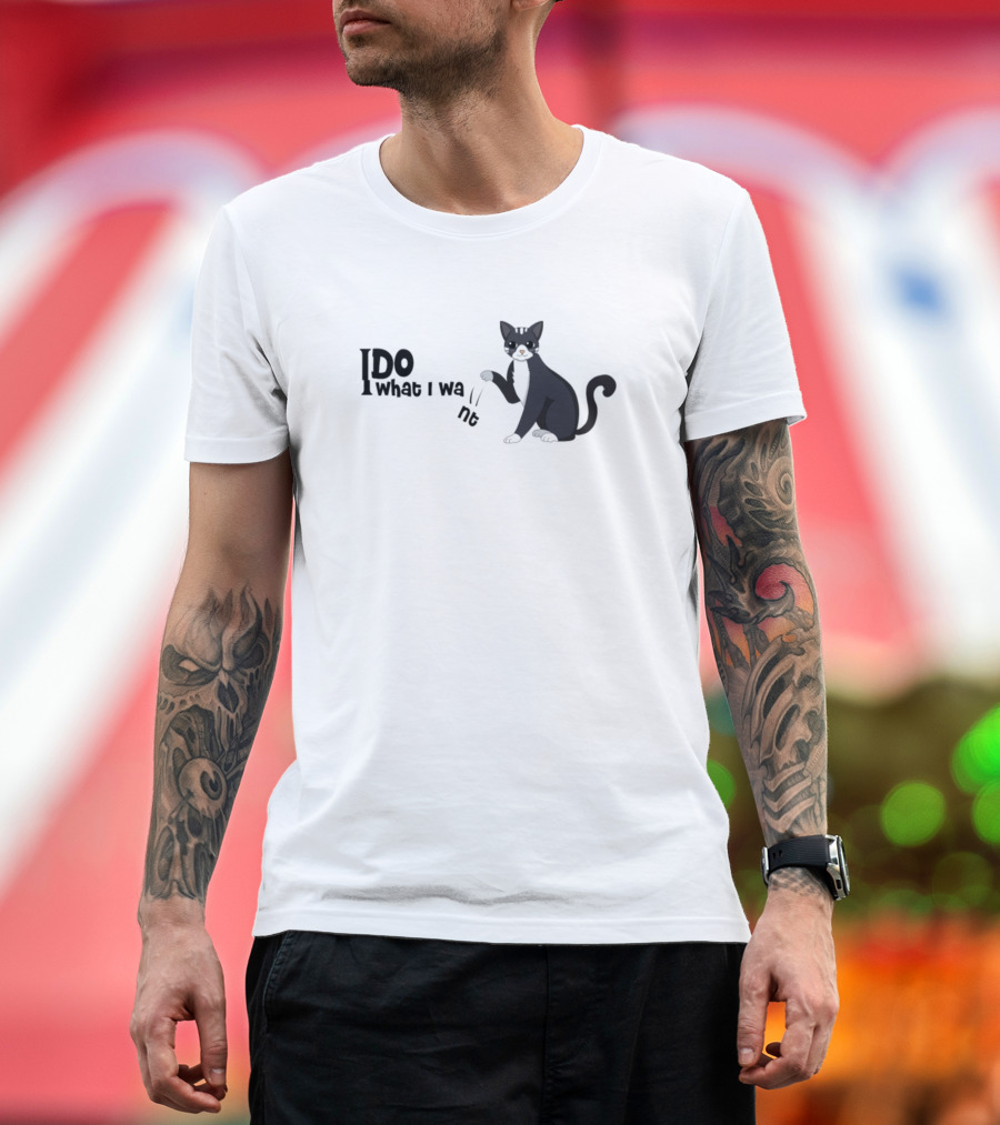 I Do What I Want Funny Peeking Black Cat T-Shirt