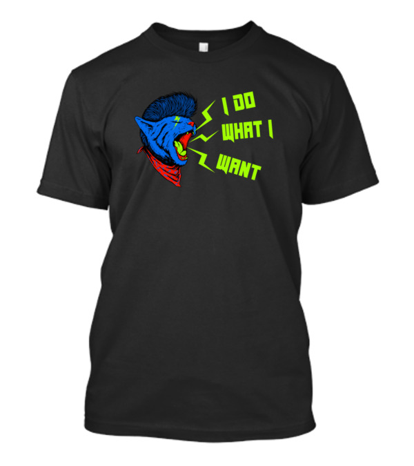 Rocker Cat I Do What I Want Funny Kitty Lightning Bolt Mohawk Bandana T-Shirt