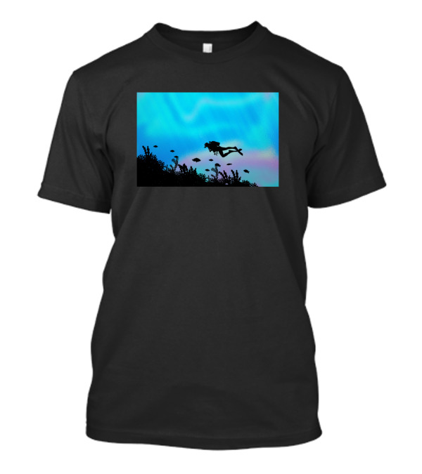 Scuba Diving In Vibrant Underwater Reef Scene With Colorful Fish And Aquatic Life T-Shirt