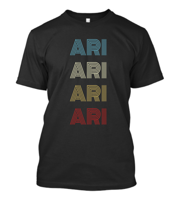 Ari First Given Name Pride Vintage Multicolor Stripe Text T-Shirt