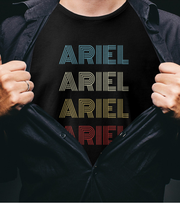 Ariel Name Retro Striped Pattern Pride Vintage T-Shirt
