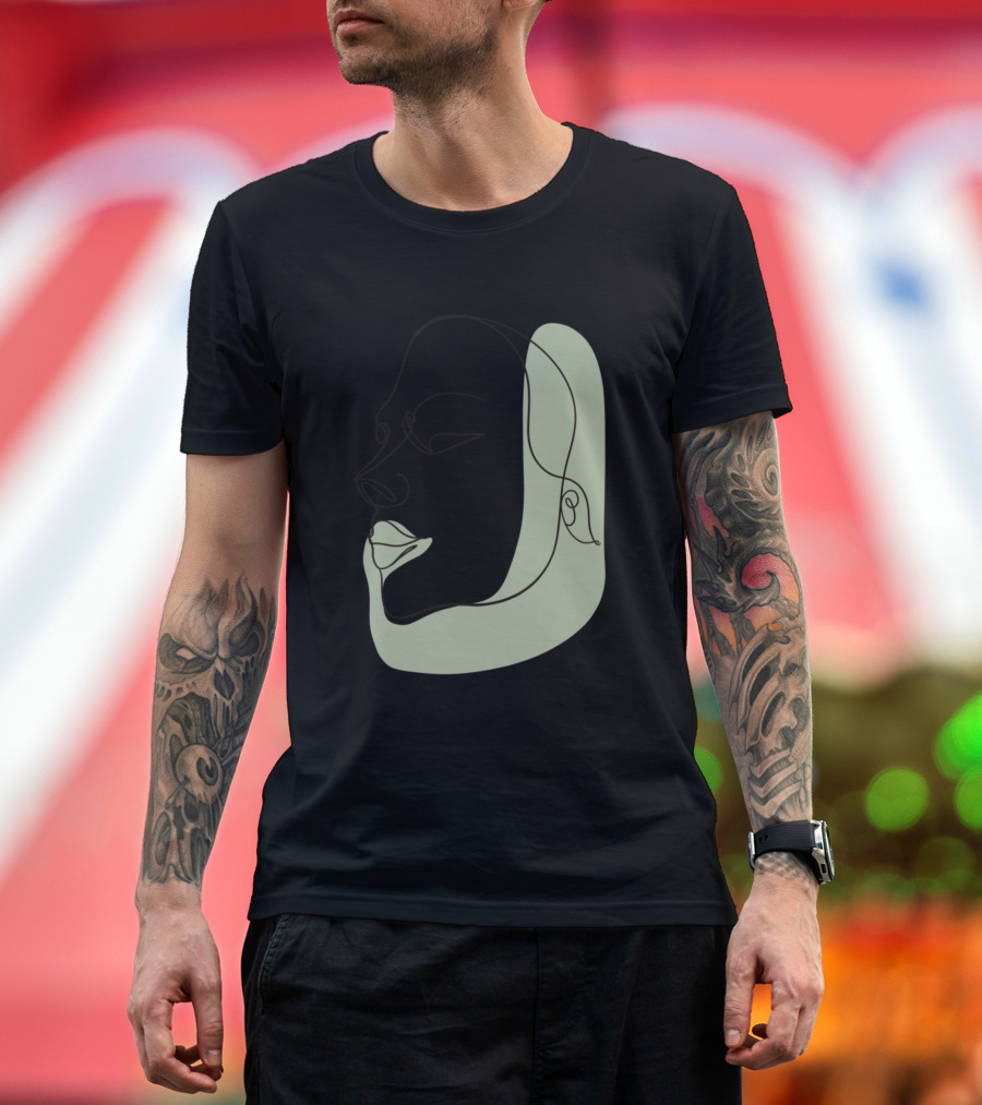 Body Positivity Face Line Drawing Simple Modern T-Shirt