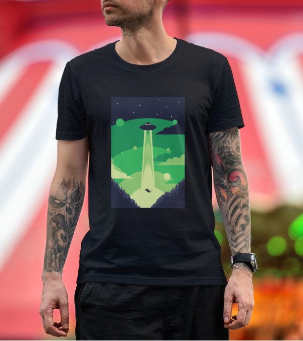 Premium T-Shirt: Cows Ufo 416 Farming Space Abduction Scene T-Shirt Cows Ufo 416 Farming Space Abduction Scene T-Shirt