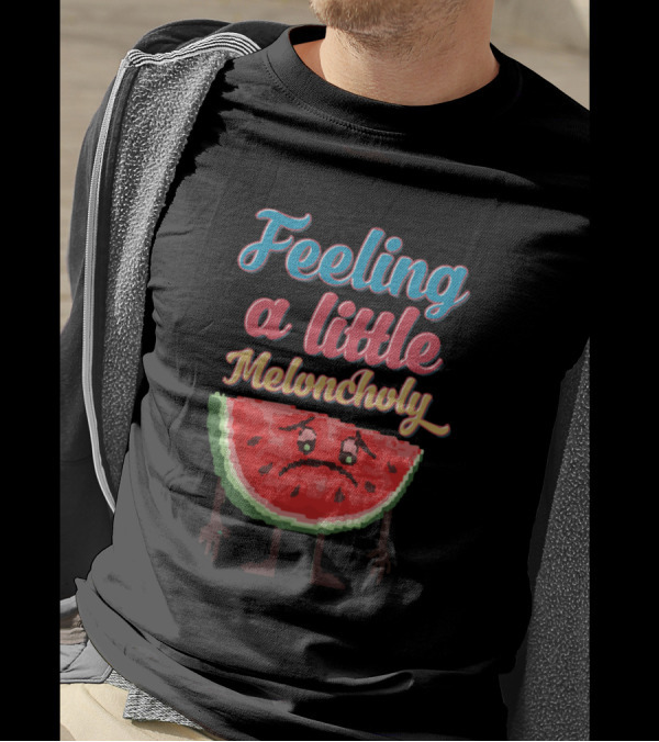 Feeling A Little Meloncholy Melon Slice Pixel T-Shirt