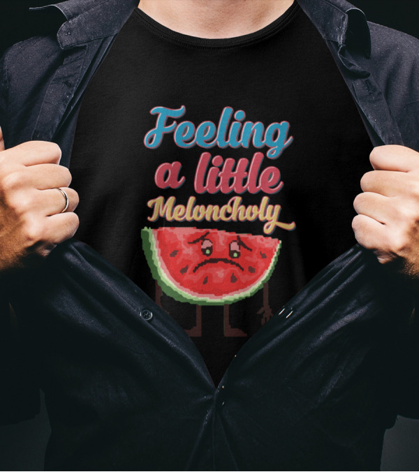 Feeling A Little Meloncholy Melon Slice Pixel T-Shirt