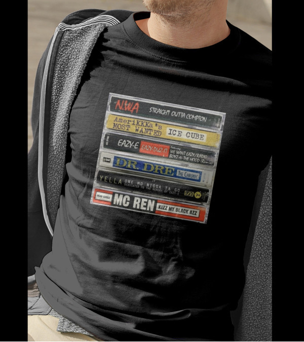 NWA Straight Outta Compton Ice Cube Dr. Dre The Chronic Eazy-E Yella MC Ren Cassette Tapes T-Shirt
