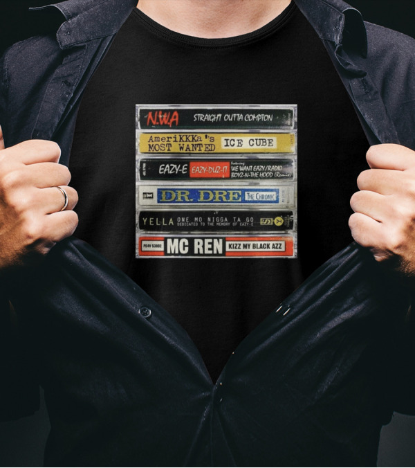 NWA Straight Outta Compton Ice Cube Dr. Dre The Chronic Eazy-E Yella MC Ren Cassette Tapes T-Shirt