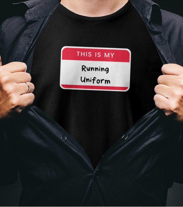 This Is My Running Uniform Badge Style Nametag T-Shirt
