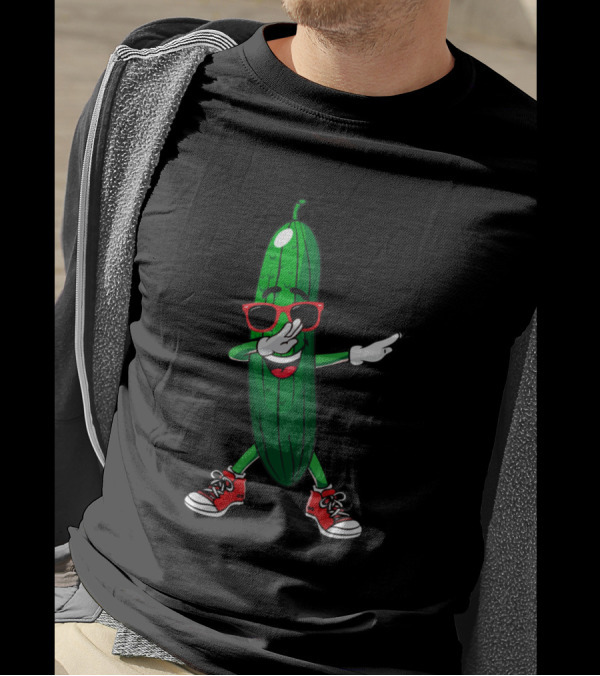 Dabbing Pickle With Sunglasses And Red Sneakers For Dancing Cucumber Lovers T-Shirt