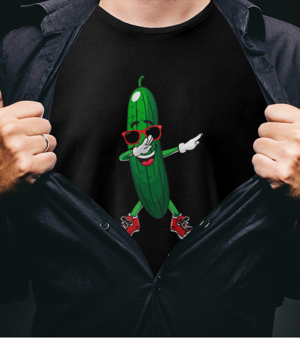 Dabbing Pickle With Sunglasses And Red Sneakers For Dancing Cucumber Lovers T-Shirt