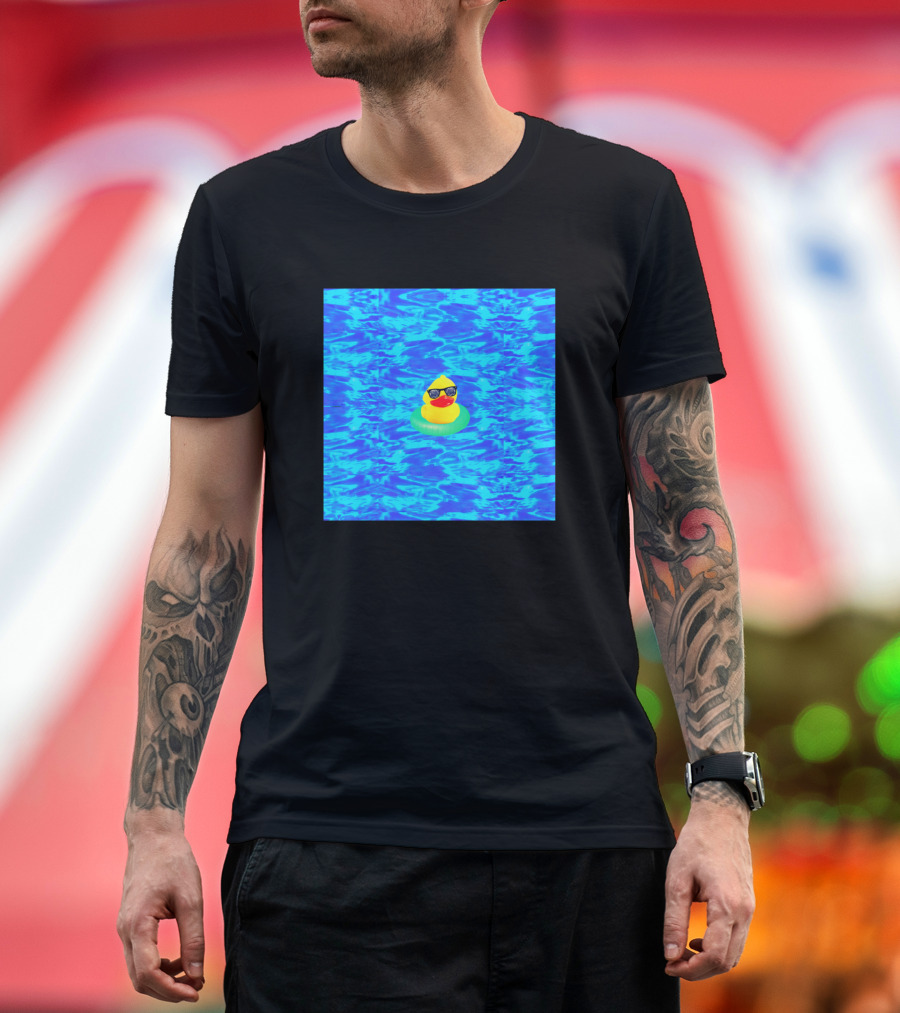 Duck Floating in Blue Pool with Sunglasses T-Shirt