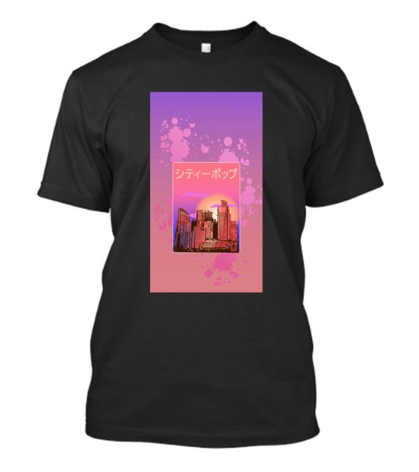 Japanese City Pop 70s 80s Vaporwave Synthwave Aesthetic Sunset Skyline T-Shirt