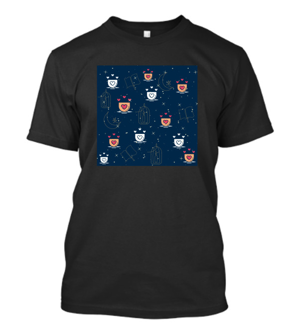 Latte Story Magical Coffee And Stars With Hearts And Books Moon T-Shirt