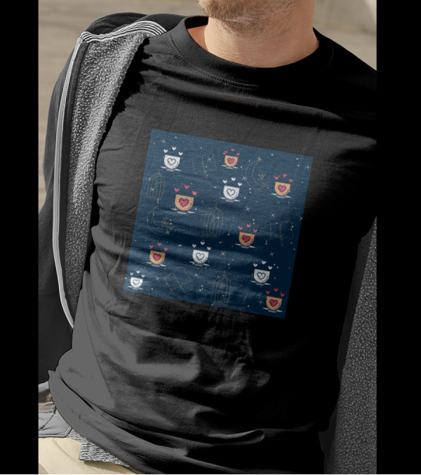 Latte Story Magical Coffee And Stars With Hearts And Books Moon T-Shirt