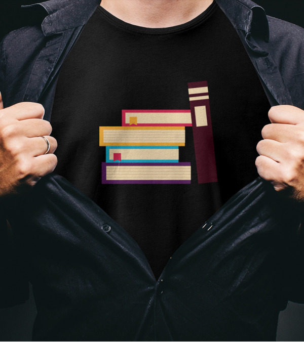 Sorry I'm Booked Colorful Book Stack T-Shirt