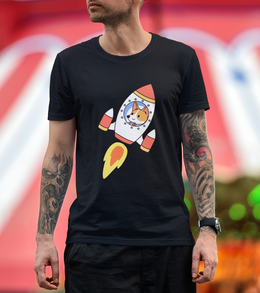 Dog Rocket Ship Corgi Space Adventure T-Shirt