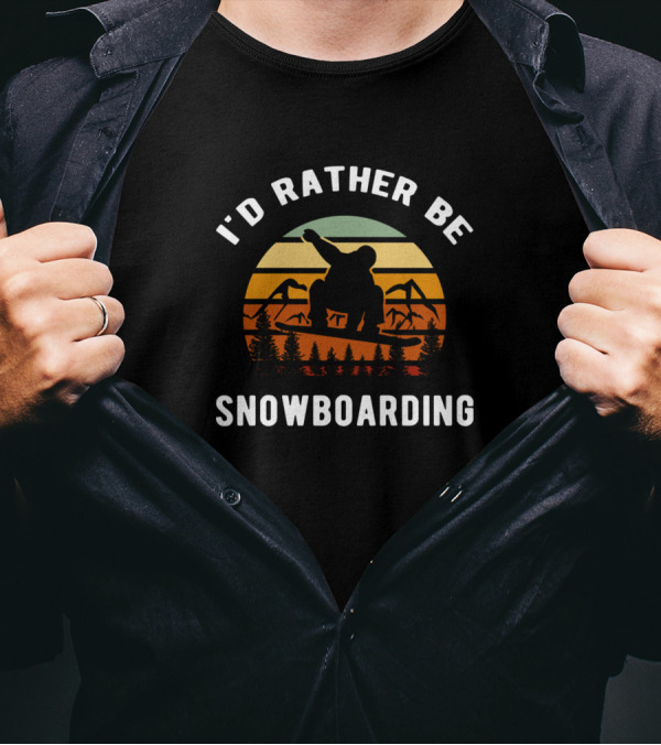 I’d Rather Be Snowboarding Vintage Mountain T-Shirt