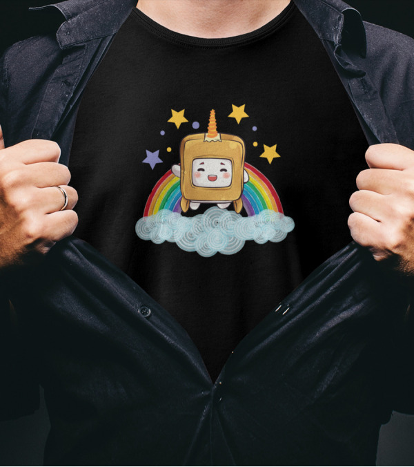 Lankybox Unicorn Rainbow Star Box Character Cloud Scene T-Shirt
