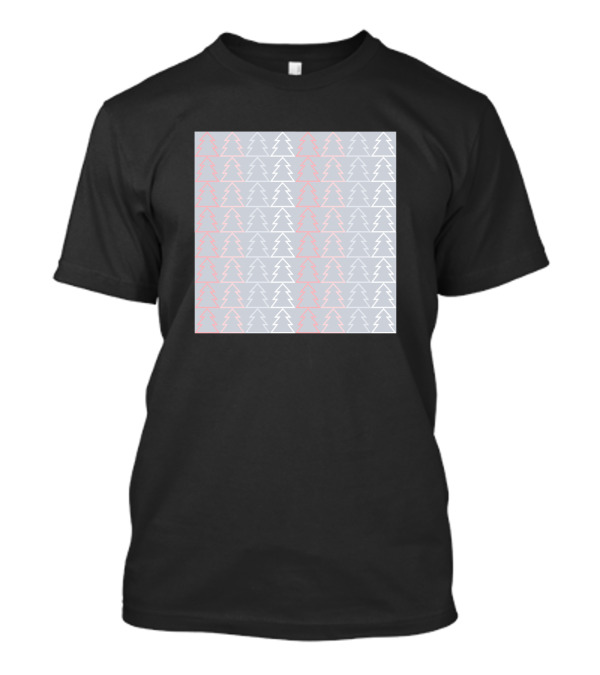 Modern Minimal Geometric Christmas Trees Pattern Repeated Rows T-Shirt