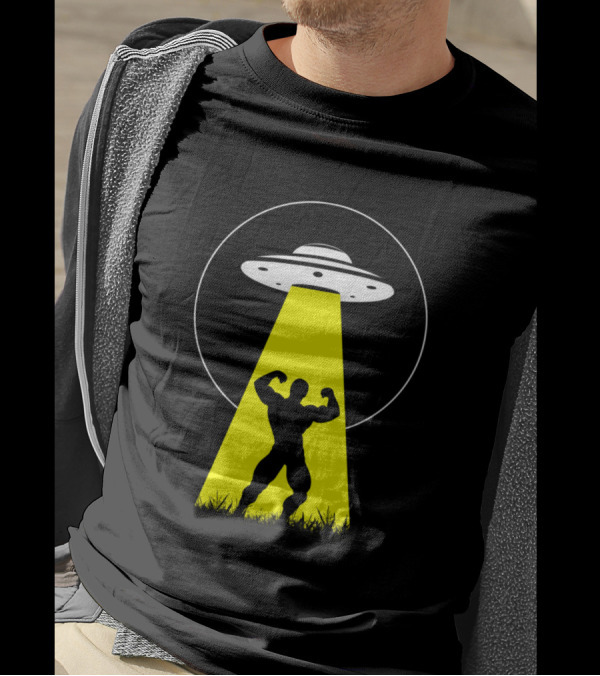 Strong Man Under UFO Beam Lifted By Aliens T-Shirt