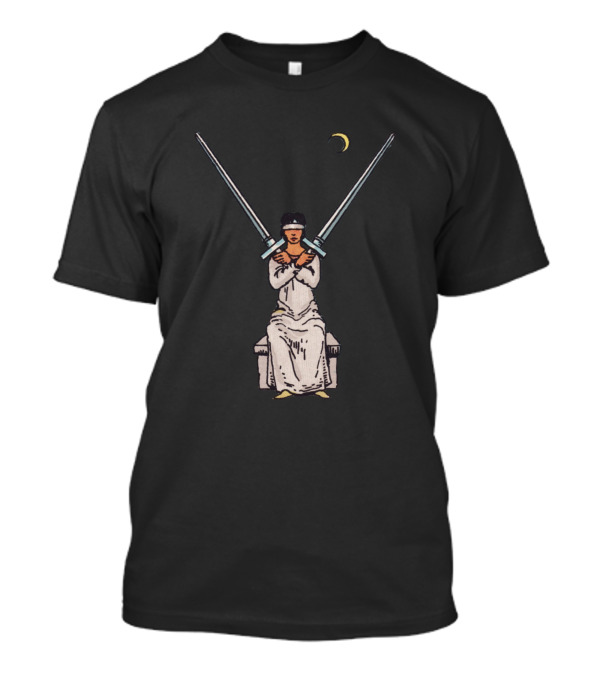 Tarot Card Two Of Swords Blindfolded Woman Crescent Moon T-Shirt