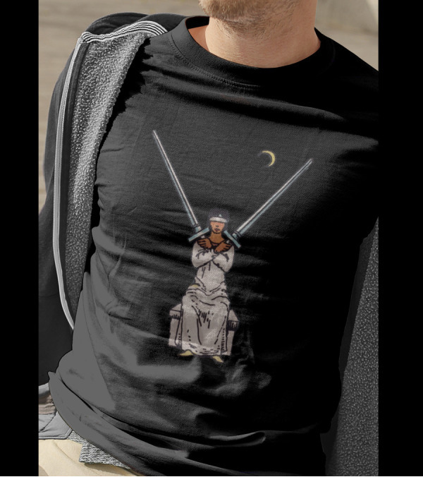 Tarot Card Two Of Swords Blindfolded Woman Crescent Moon T-Shirt