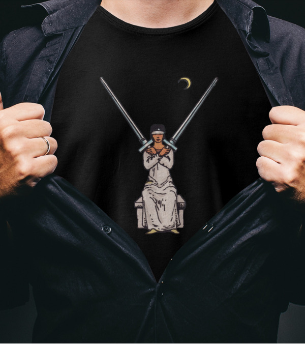 Tarot Card Two Of Swords Blindfolded Woman Crescent Moon T-Shirt