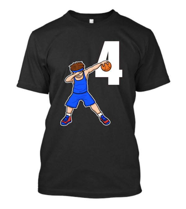 Basketballer Number 4 Baller Blu With Dab Pose T-Shirt