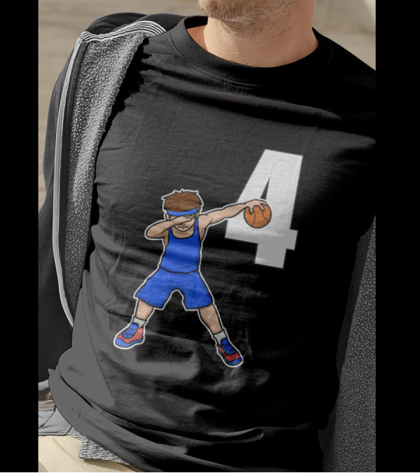 Basketballer Number 4 Baller Blu With Dab Pose T-Shirt