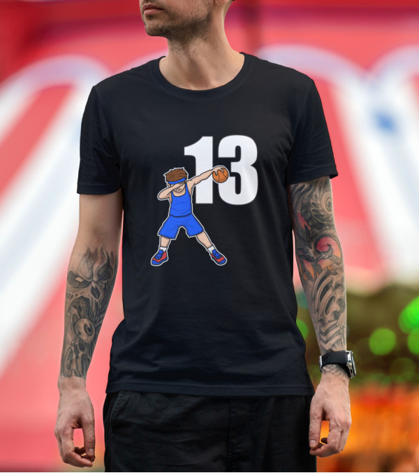 Premium T-Shirt: Basketballer Baller Number 13 Dabbing Player T-Shirt Basketballer Baller Number 13 Dabbing Player T-Shirt