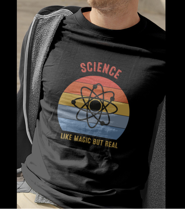 Science Like Magic But Real Atom Rainbow Stripes T-Shirt