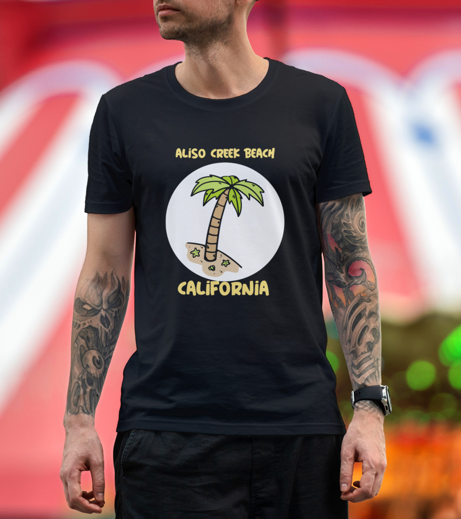 Aliso Creek Beach California Palm Tree Scene T-Shirt
