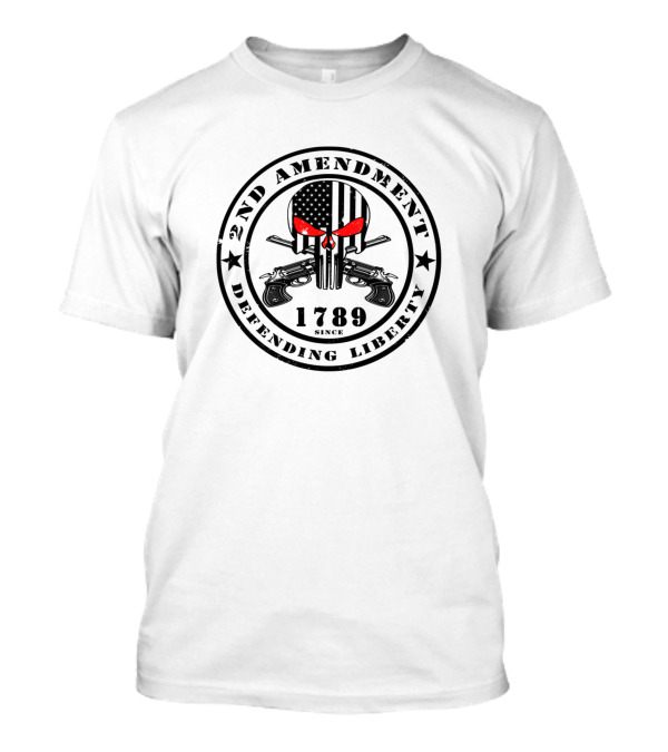 2nd Amendment Black Skull With Red Eyes Defending Liberty Since 1789 T-Shirt