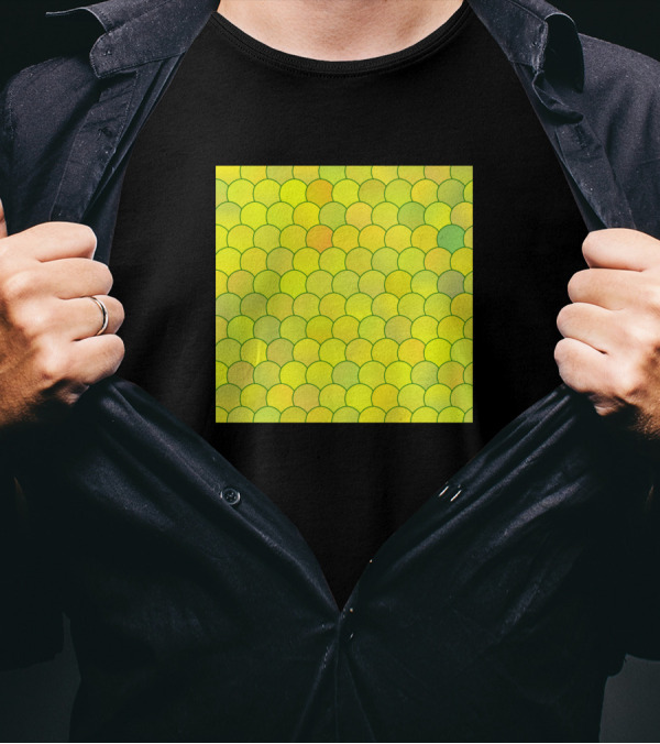 Blobs Pattern Yellow Green Scales T-Shirt