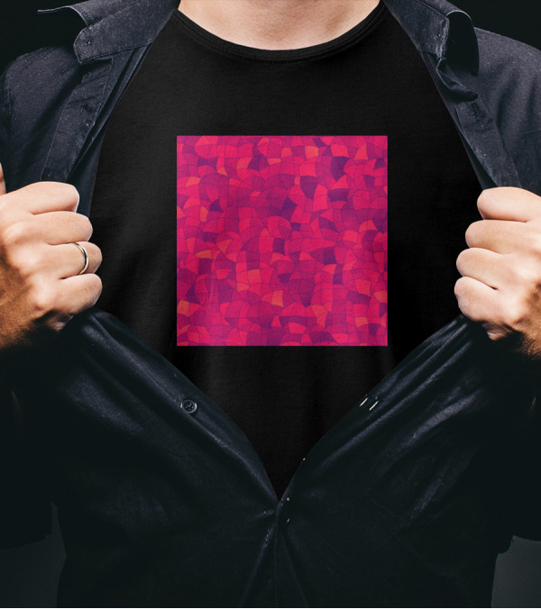 Geometric Shapes Fragments Pattern 2 Ip3i Mosaic Pink Red Abstract T-Shirt
