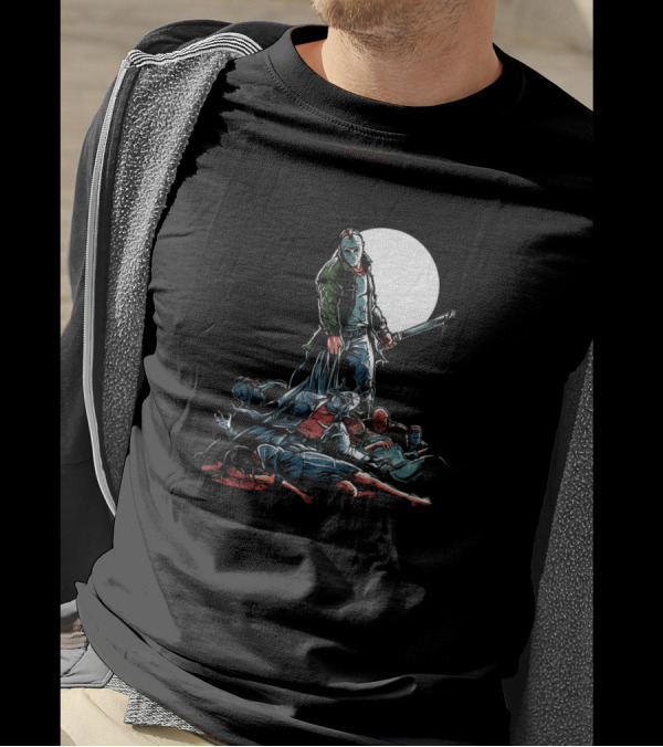 There Can Be Only One Dominant Masked Horror Slayer In Moonlit Scene T-Shirt