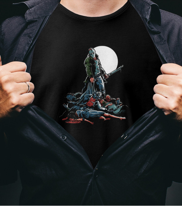 There Can Be Only One Dominant Masked Horror Slayer In Moonlit Scene T-Shirt