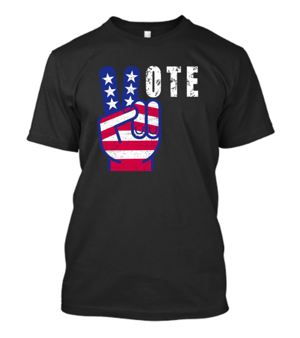 Vote V Sign With Stars And Stripes Flag T-Shirt